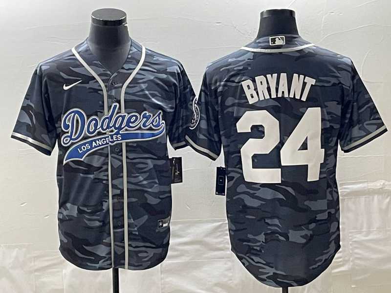 Men%27s Los Angeles Dodgers #24 Kobe Bryant Gray Camo Cool Base With Patch Stitched Baseball Jersey->los angeles dodgers->MLB Jersey